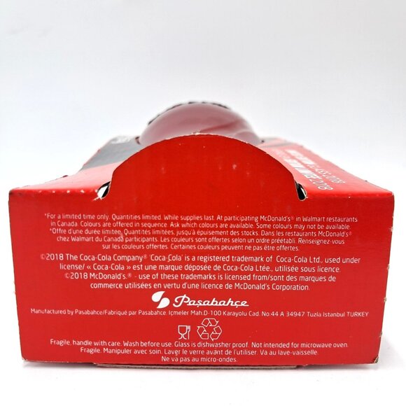 Coca-Cola Red and Gray Glasses 2018 McDonald's Exclusive- Raised Lettering NIB - Picture 6 of 6